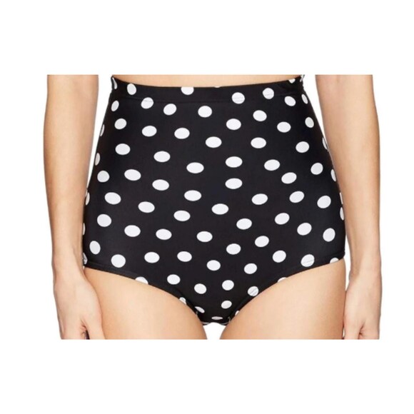 Unbranded Other - New Black Polka Dot High Waisted Bikini Bottoms Retro Pin Up Swimwear Women’s M